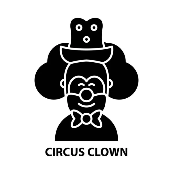 Ícone de palhaço de circo, sinal de vetor preto com traços editáveis, ilustração conceito — Vetor de Stock