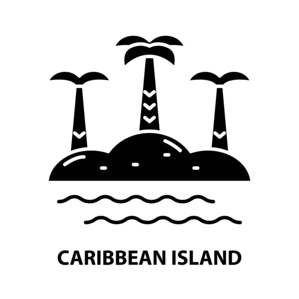Caribbean island icon, black vector sign with editable strokes, concept illustration — Stock Vector