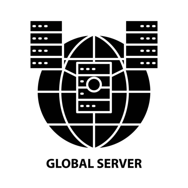 Icône globale du serveur, signe vectoriel noir avec touches modifiables, illustration de concept — Image vectorielle