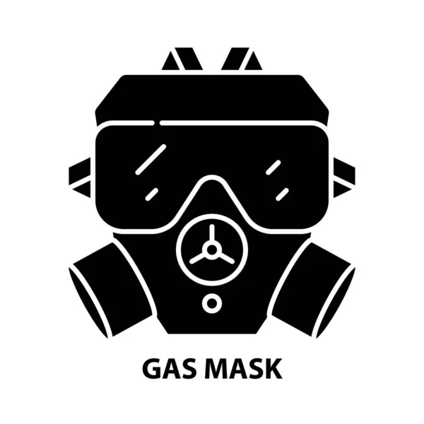 Gasmaskensymbol, schwarzes Vektorzeichen mit editierbaren Strichen, Konzeptillustration — Stockvektor