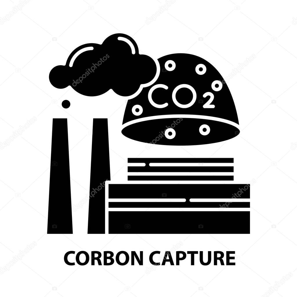 carbon capture icon, black vector sign with editable strokes, concept illustration