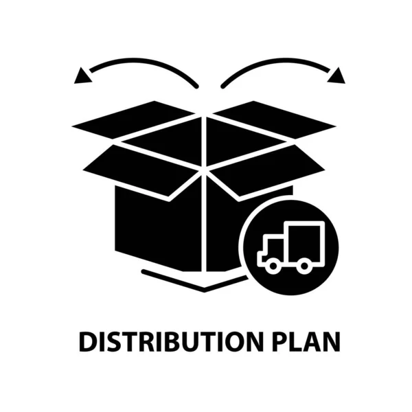 Distribution plan icon, black vector sign with editable strokes, concept illustration — Stock Vector