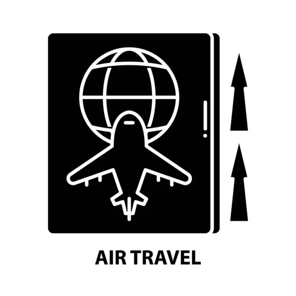 Flygresor ikon, svart vektor tecken med redigerbara stroke, koncept illustration — Stock vektor