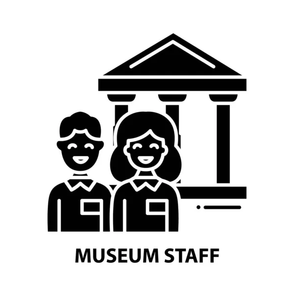 Museum staff icon, black vector sign with editable strokes, concept illustration — Stock Vector