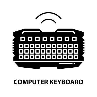 bilgisayar klavye simgesi simgesi, düzenlenebilir vuruşlarla siyah vektör işareti, konsept illüstrasyon