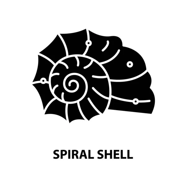 Spirální shell ikona, černá vektorová značka s upravitelnými tahy, koncept ilustrace — Stockový vektor