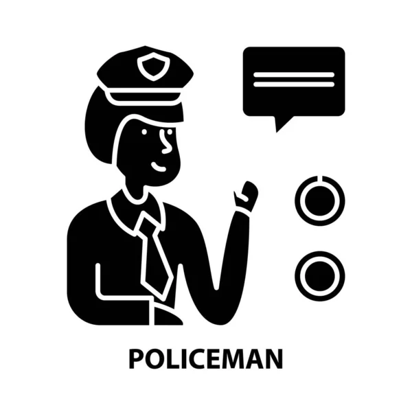 Polis symbol ikon, svart vektor tecken med redigerbara stroke, begrepp illustration — Stock vektor