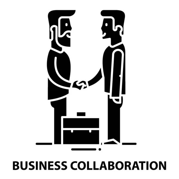 Business collaboricon, black vector sign with editable stroke, 컨셉트 일러스트 — 스톡 벡터