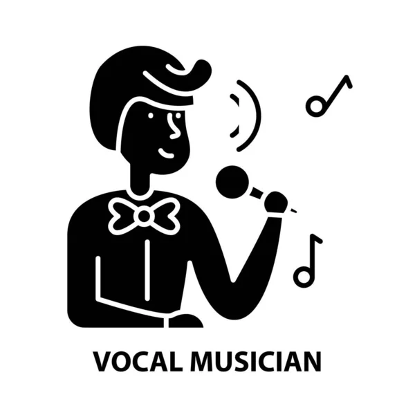 Ikon musisi vokal, tanda vektor hitam dengan coretan yang dapat disunting, ilustrasi konsep - Stok Vektor