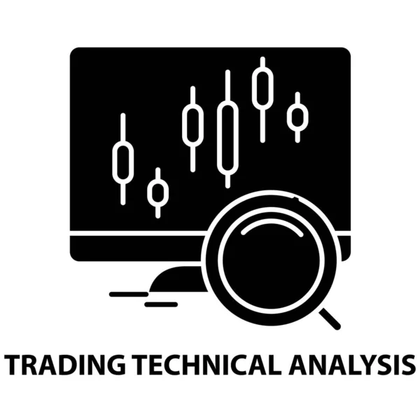 Ticaret teknik analiz simgesi, düzenlenebilir vuruşlarla siyah vektör işareti, konsept illüstrasyon — Stok Vektör