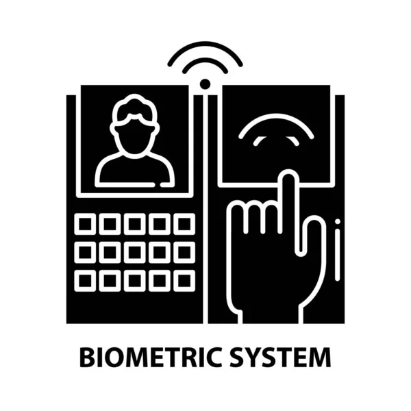 Biometric system icon, black vector sign with editable strokes, concept illustration — Stock Vector