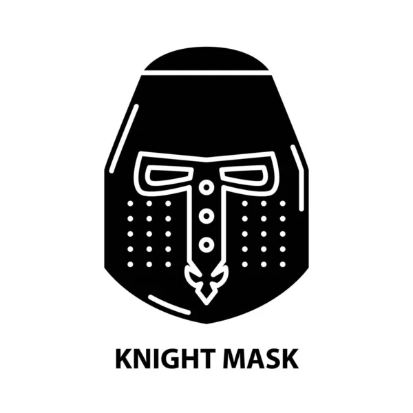 Ikona maski rycerza, czarny znak wektora z edytowalnymi pociągnięciami, ilustracja koncepcyjna — Wektor stockowy