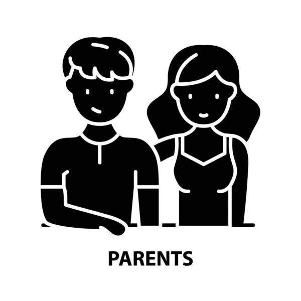 Icône parents, signe vectoriel noir avec traits modifiables, illustration de concept — Image vectorielle