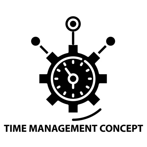 Tijdmanagement concept icoon, zwart vectorteken met aanpasbare slagen, concept illustratie — Stockvector