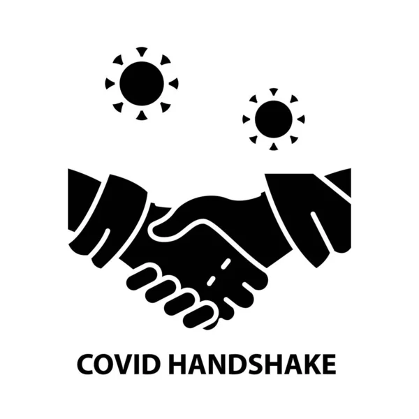 Covid handdruk pictogram, zwart vectorteken met bewerkbare slagen, concept illustratie — Stockvector