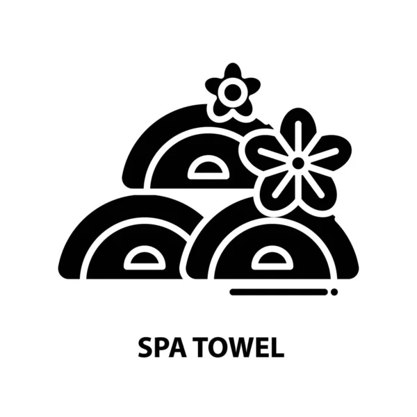 Icono de la toalla de spa, signo de vector negro con movimientos editables, ilustración de concepto — Vector de stock