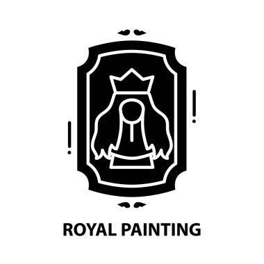 kraliyet resim simgesi, düzenlenebilir vuruşlarla siyah vektör işareti, konsept illüstrasyon