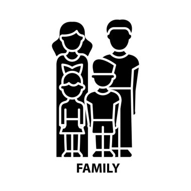 aile sembolü simgesi, düzenlenebilir vuruşlarla siyah vektör işareti, konsept illüstrasyon