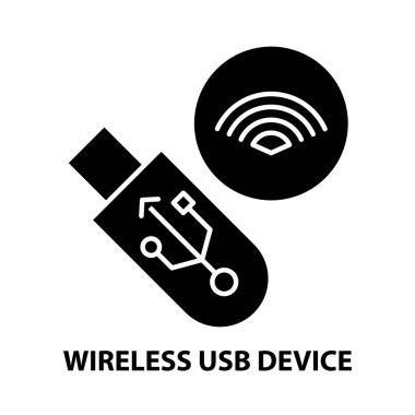 kablosuz usb aygıt simgesi, düzenlenebilir vuruşlarla siyah vektör işareti, konsept illüstrasyon