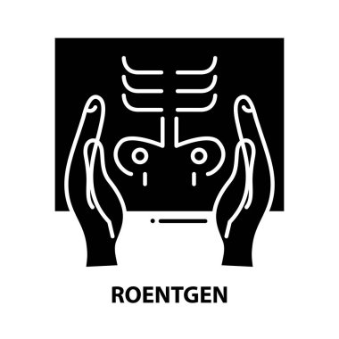 roentgen simgesi, düzenlenebilir vuruşlarla siyah vektör işareti, konsept illüstrasyon