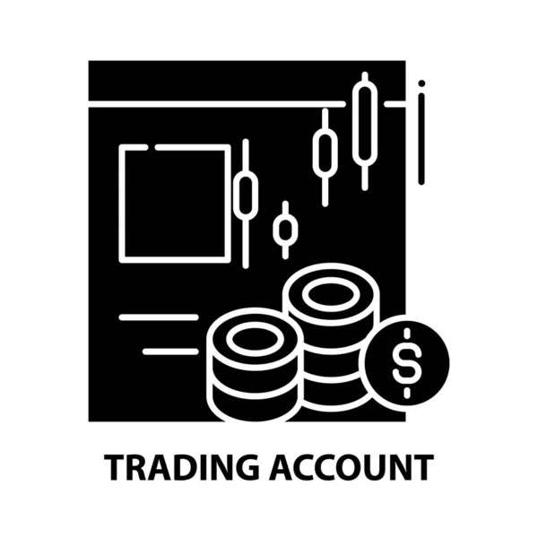 Icono de la cuenta de trading, signo de vector negro con trazos editables, ilustración de concepto — Archivo Imágenes Vectoriales