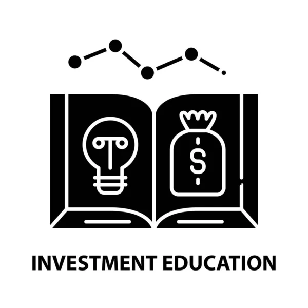 Значок инвестиционного образования, черный векторный знак с редактируемыми штрихами, концептуальная иллюстрация — стоковый вектор