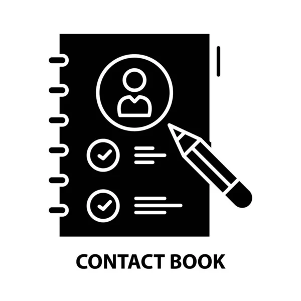 Ikona książki kontaktowej, czarny znak wektora z edytowalnymi pociągnięciami, ilustracja koncepcyjna — Wektor stockowy