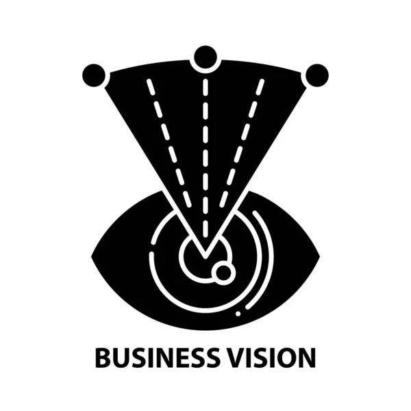 Ikona symbolu wizyjnego biznesu, czarny znak wektora z edytowalnymi pociągnięciami, ilustracja koncepcyjna — Wektor stockowy