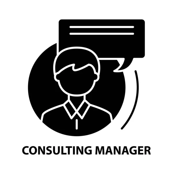 Konsult manager ikon, svart vektor tecken med redigerbara drag, koncept illustration — Stock vektor