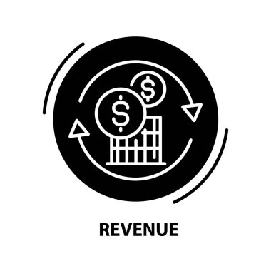 Gelir simgesi, düzenlenebilir vuruşlarla siyah vektör işareti, konsept illüstrasyon