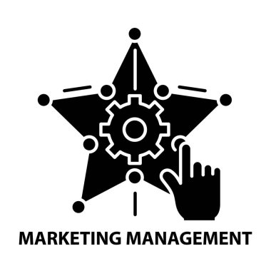pazarlama kaynak yönetimi simgesi, düzenlenebilir vuruşlarla siyah vektör işareti, konsept illüstrasyon