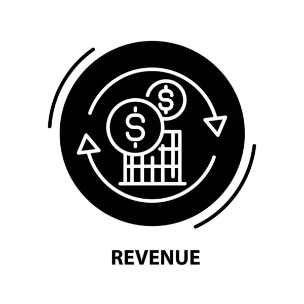 Intäkter ikon, svart vektor tecken med redigerbara drag, koncept illustration — Stock vektor