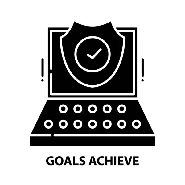 Cele osiągnąć ikonę, czarny znak wektor z edytowalnych pociągnięć, ilustracja koncepcja — Wektor stockowy