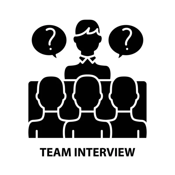 Team interview icon, black vector sign with editable strokes, concept illustration — Stock Vector