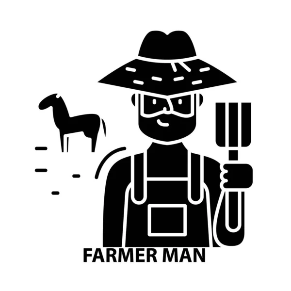 Иконка фермера, черный векторный знак с редактируемыми штрихами, концептуальная иллюстрация — стоковый вектор