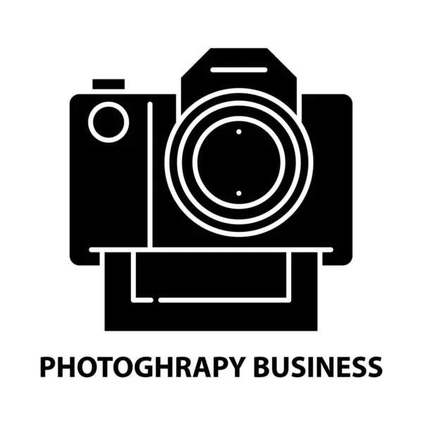 Photoghrapy business icon, segno vettoriale nero con tratti modificabili, illustrazione concettuale — Vettoriale Stock