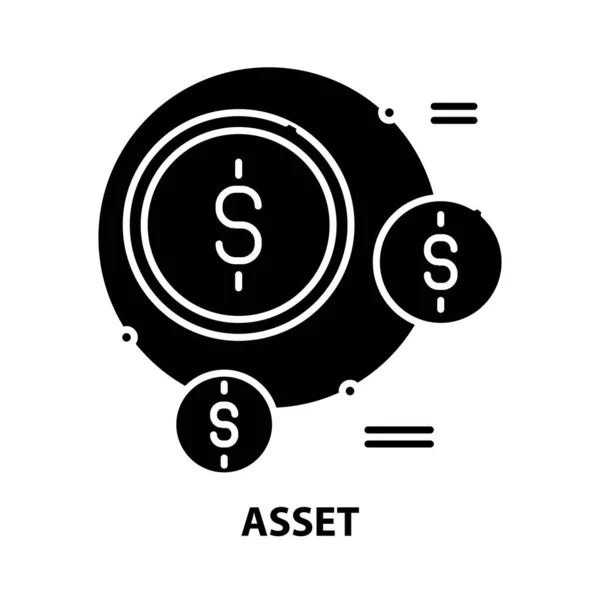 Asset-Symbol, schwarzes Vektorzeichen mit editierbaren Strichen, Konzeptillustration — Stockvektor