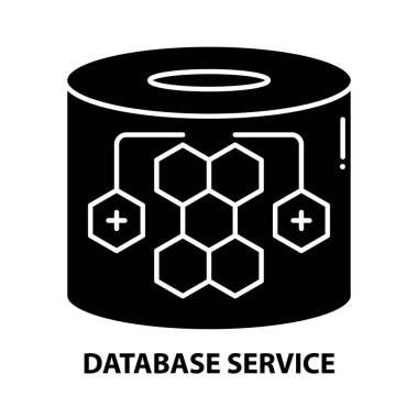 veritabanı servis simgesi, düzenlenebilir vuruşlara sahip siyah vektör işareti, konsept illüstrasyon