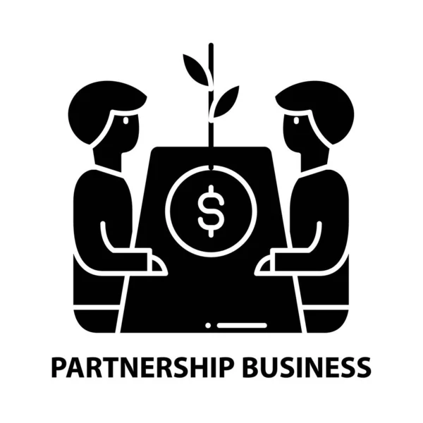 Partnership business icon, segno vettoriale nero con tratti modificabili, illustrazione concettuale — Vettoriale Stock