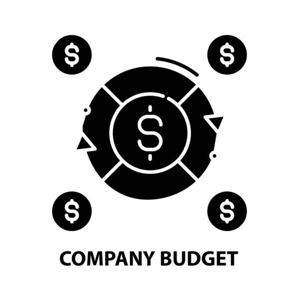 公司预算图标,带有可编辑笔划的黑色矢量符号,概念图 — 图库矢量图片