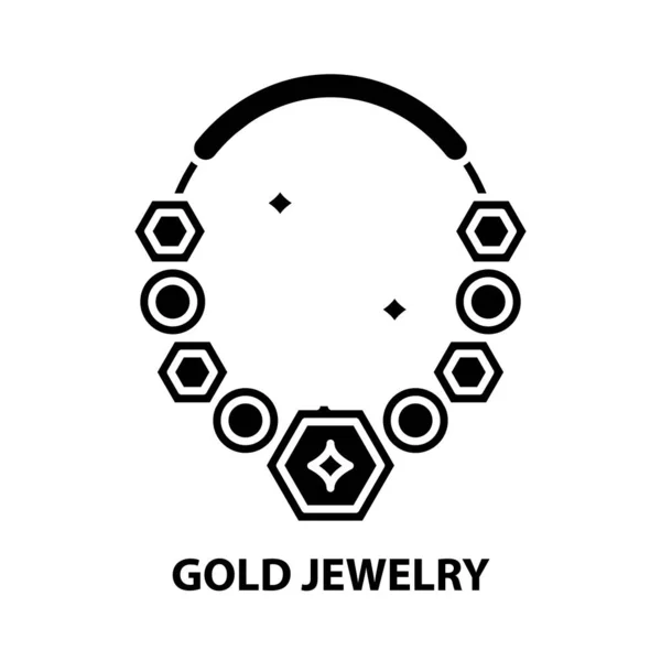 黄金珠宝图标，带有可编辑笔迹的黑色矢量符号，概念图 — 图库矢量图片