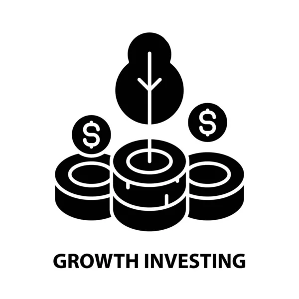 Иконка инвестирования роста, знак черного вектора с редактируемыми штрихами, концептуальная иллюстрация — стоковый вектор