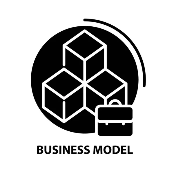 ビジネスモデルアイコン編集可能なストロークと黒ベクトル記号コンセプトイラスト — ストックベクタ