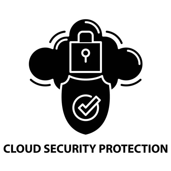 Icône de protection de sécurité cloud, signe vectoriel noir avec touches modifiables, illustration de concept — Image vectorielle