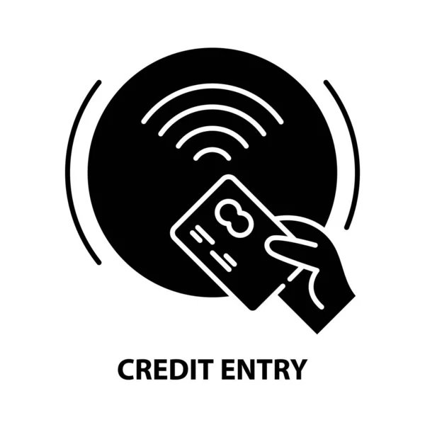 Credit entry icoon, zwart vectorteken met instelbare slagen, concept illustratie — Stockvector