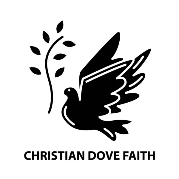 Икона веры христианских голубей, знак черного вектора с редактируемыми штрихами, концептуальная иллюстрация — стоковый вектор