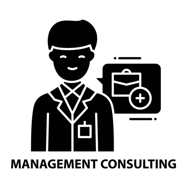 Management consulting icoon, zwart vectorteken met aanpasbare slagen, concept illustratie — Stockvector