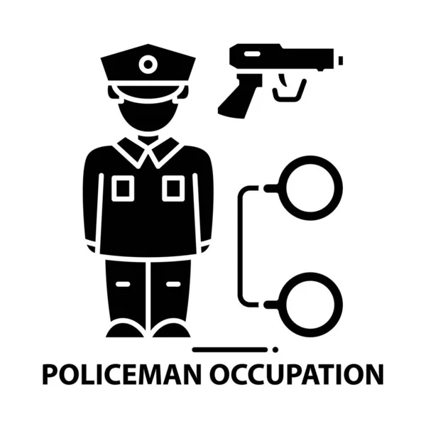 Ícone de ocupação policial, sinal de vetor preto com traços editáveis, ilustração conceito — Vetor de Stock