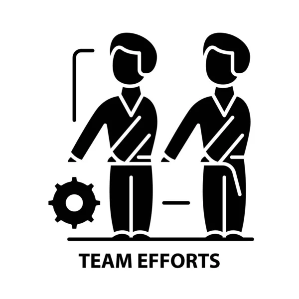 Ikona týmové snahy, černý vektorový znak s upravitelnými tahy, koncept ilustrace — Stockový vektor