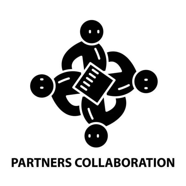 Partners collaboratie icoon, zwart vectorteken met aanpasbare slagen, concept illustratie — Stockvector